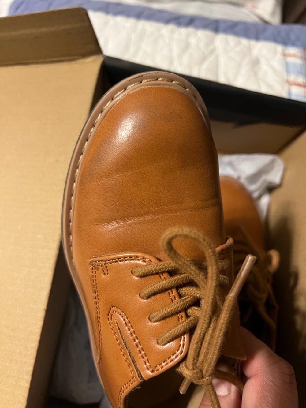 Kenneth Cole Boys Tan Leather Lace-Up Dress Shoes - Picture 2 of 4
